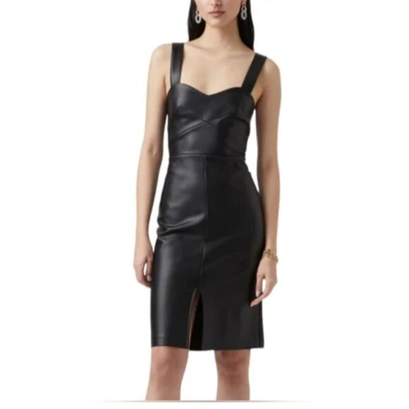 NWOT French Connection Crolenda Pleather Corset Dress - Picture 1 of 12
